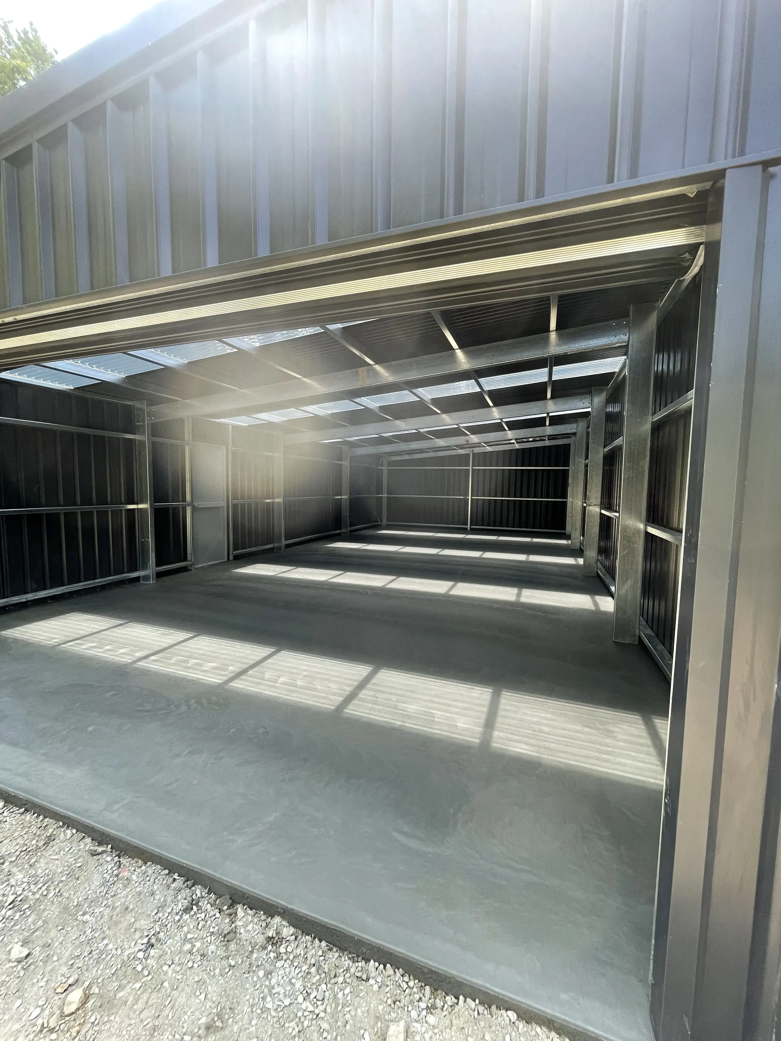 A shed with a concrete slab