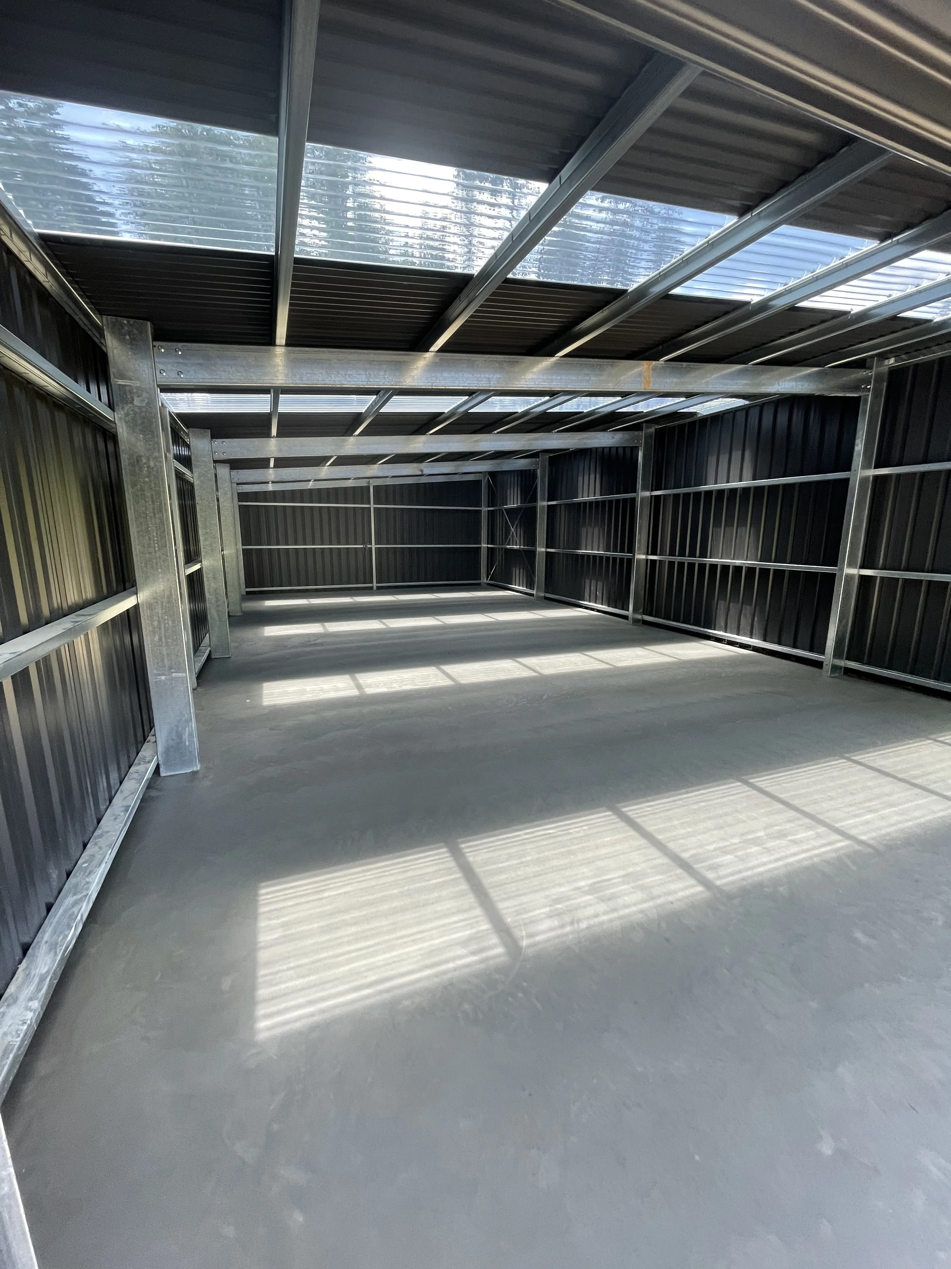 Shed slab viewed up close from inside of the shed